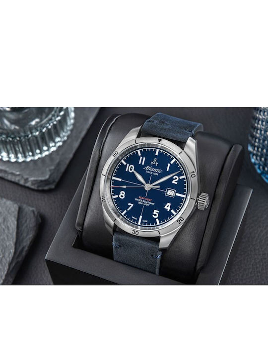 Herrenuhr 44 mm mit Batteriebetrieb, silberfarben