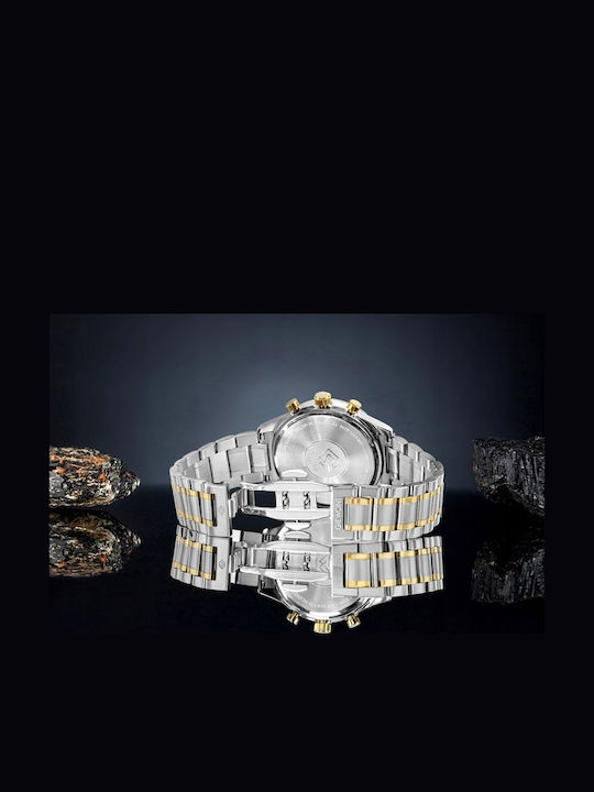 Giewont Herrenuhren 42mm Chronograph Batterie mit Grünem Metall-Armband