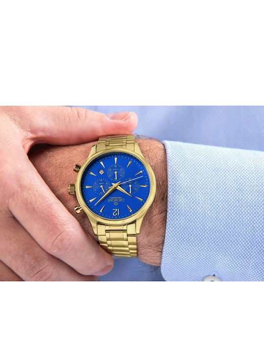 Giewont Men's Watch 42mm Chronograph Battery with Gold Metal Bracelet