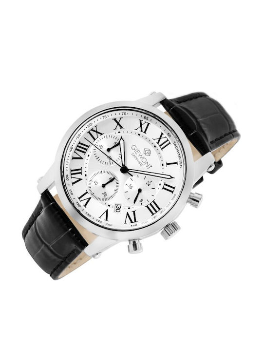 Giewont Herrenuhr 42mm Chronograph Batterie mit Silber Lederriemen