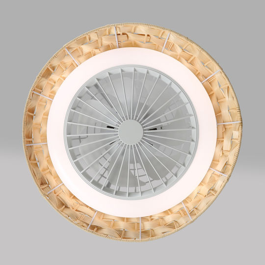 Aca Πλαφονιέρα 45cm με Φως Μπεζ / Καφέ