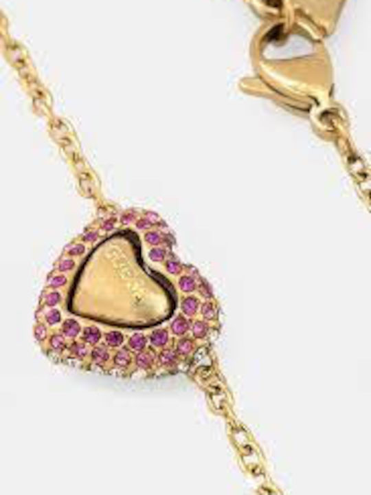 Guess Women's Bracelet with Heart Design in Gold Plated Steel