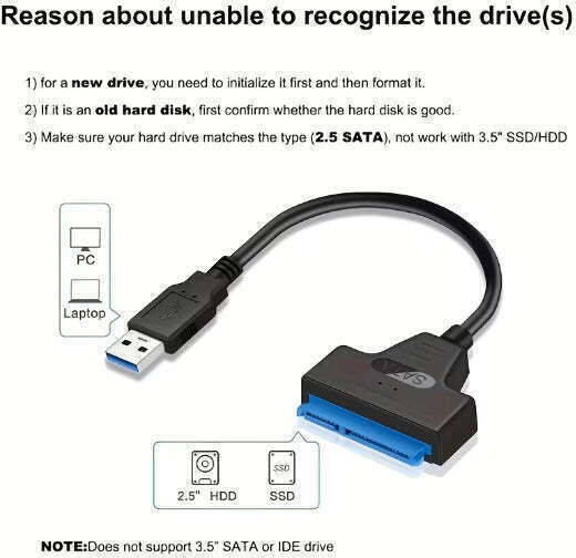 Usb 3.0 Към Sata Адаптер За Твърд Диск Плосък Usb Кабел Мъжки Към Мъжки