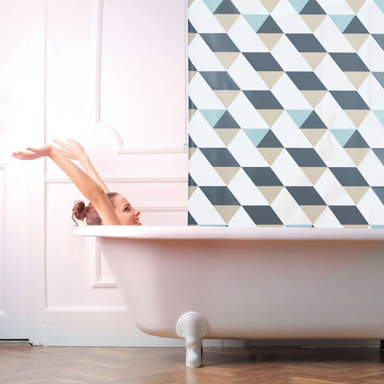 Relaxdays Κουρτίνα Μπάνιου Υφασμάτινη Ρολό Multicolor