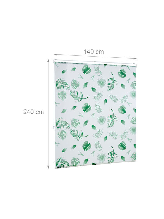 Relaxdays Κουρτίνα Μπάνιου Υφασμάτινη Ρολό White/green