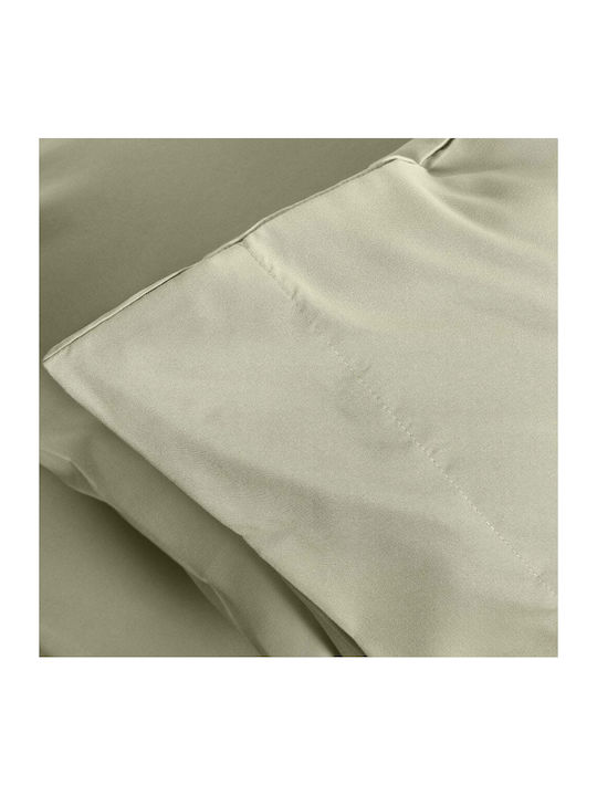 Cannon Sheet Set with 2 Pillowcases Super-Double with Elastic 160x200+35cm. Sage Green 3pcs