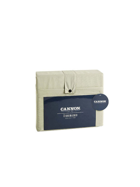 Cannon Sheet Set with 2 Pillowcases Super-Double with Elastic 160x200+35cm. Sage Green 3pcs