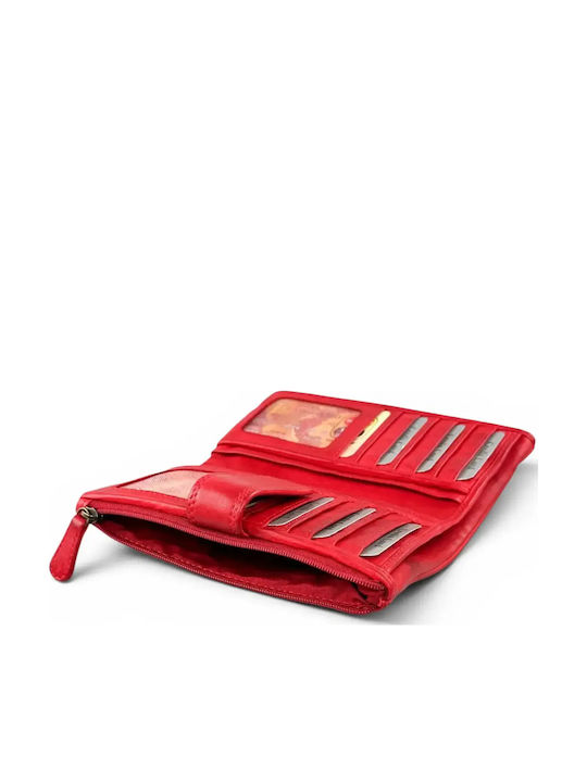 Large Leather Women's Travel Wallet Red