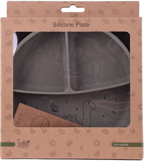 Tedsy Children's Food Plate Made of Gray Silicone