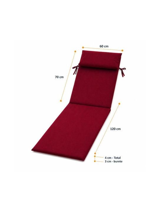 Pucioasa Sunbed Cushion with Backrest Burgundy 60x190cm