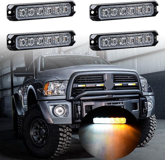 Set 4 Lumini De Volum Pentru Camioane Cu Led Stroboscop Zola 12v 30w Portocalii 10 Moduri Telecomandă Cablu 190 Cm 10 X 2.1 X 2.8 Cm