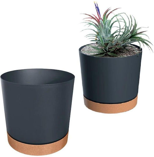 Prosperplast Tubo Plastic Flower Pot Anthracite with Saucer 13x13cm