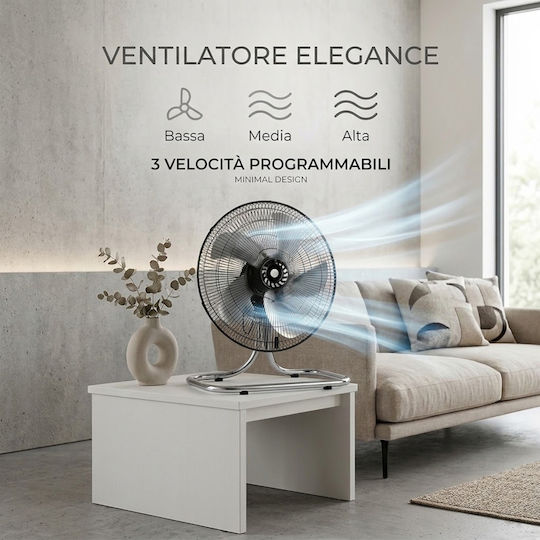 Bakaji Vielseitiger Ventilator 60W Lüfterdurchmesser 45cm Silber