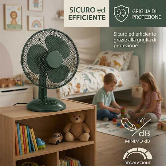 Bakaji Tischventilator 45W Lüfterdurchmesser 40cm Grüner