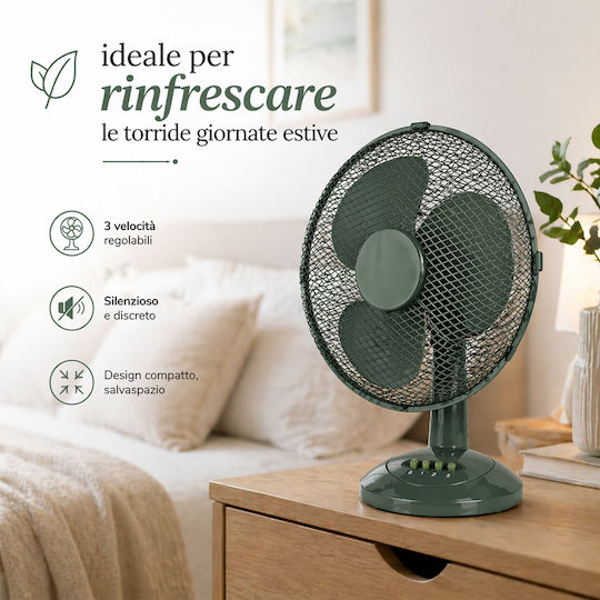 Bakaji Tischventilator 45W Lüfterdurchmesser 40cm Grüner