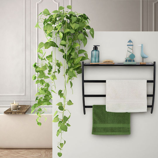 Relaxdays Suport Prosoape de Perete cu Șuruburi 44x56.5cm Neagră