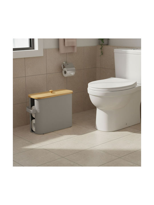Relaxdays Suport De Hârtie Din Bambus Gri 4052025853006