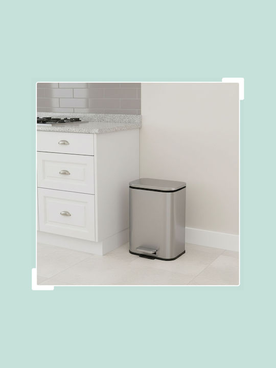 Relaxdays Inox Badezimmer Mülleimer 5lt Graues