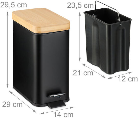 Relaxdays Plastic Bathroom Bin 5l Black