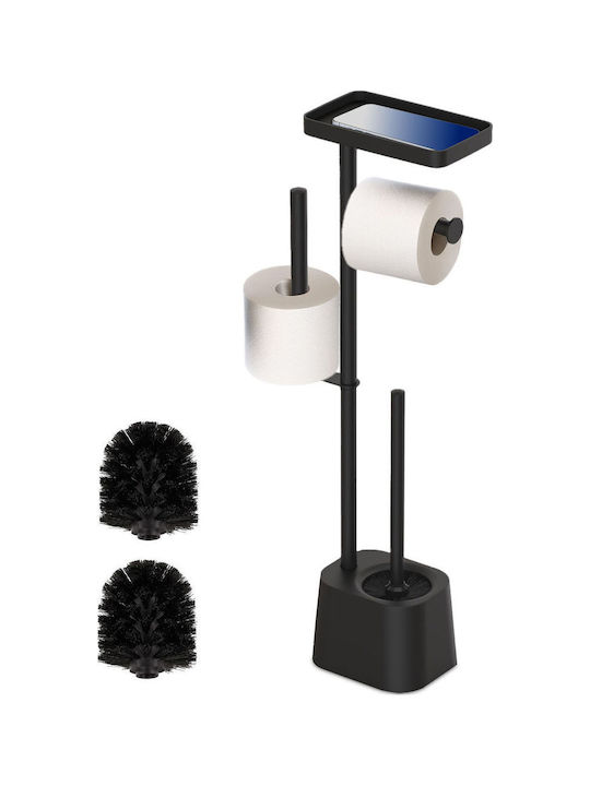 Relaxdays Metal Toilet Brush Black