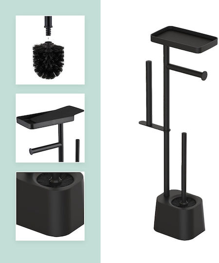 Relaxdays Metal Toilet Brush Black