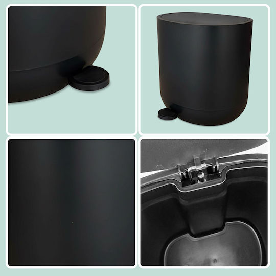 Relaxdays Plastic Bathroom Bin 7l Black