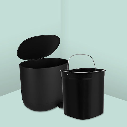 Relaxdays Plastic Bathroom Bin 7l Black