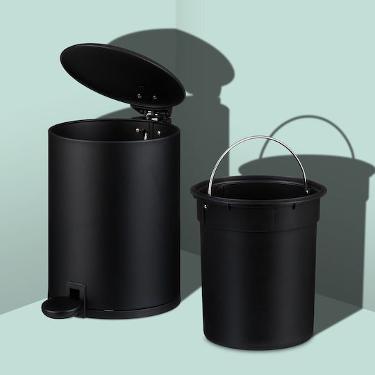Relaxdays Plastic Bathroom Bin Soft Close 3l Black