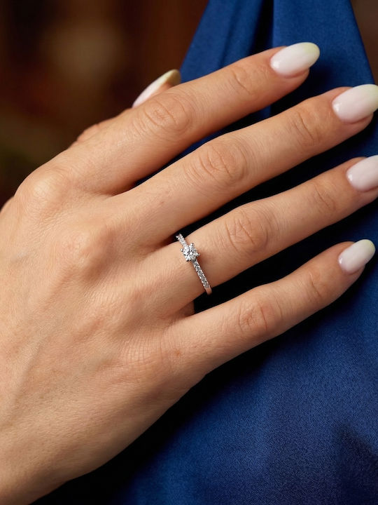 Kiriakos Gofas Single Stone Ring In 18K White Gold With Diamond
