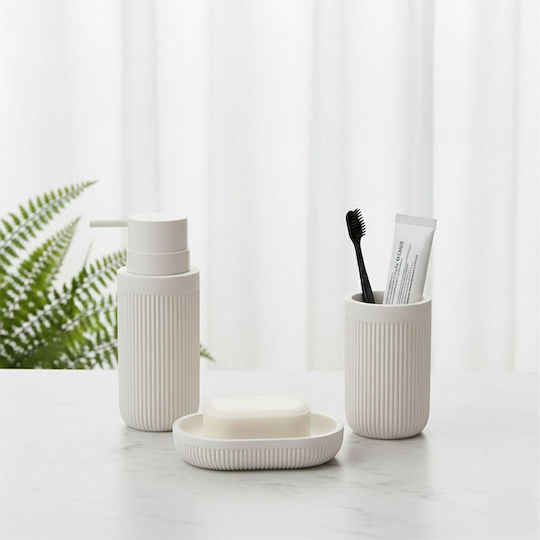 Relaxdays Relaxdays Badezimmerzubehör-Set Kunststoff Weiß 3 Stück