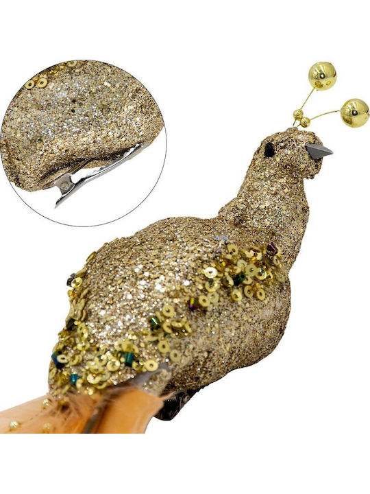 Koopman Illuminated Christmas Plastic Peacock Figure Gold Length 9cm