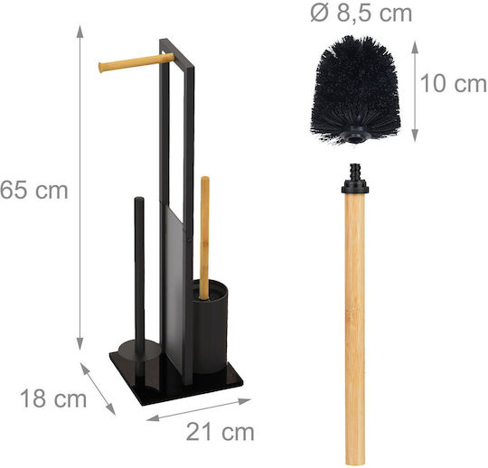 Relaxdays Set Accesorii Baie Metalic Negru