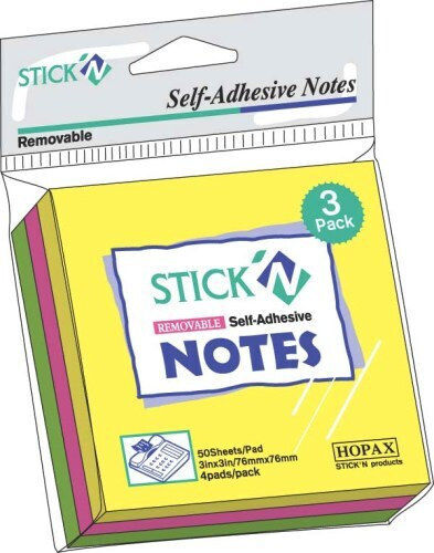 Hopax Notițe Autocolante 76 X 76 Mm Set 3 X 50 Foi Stick'n 3 Culori Fluorescente