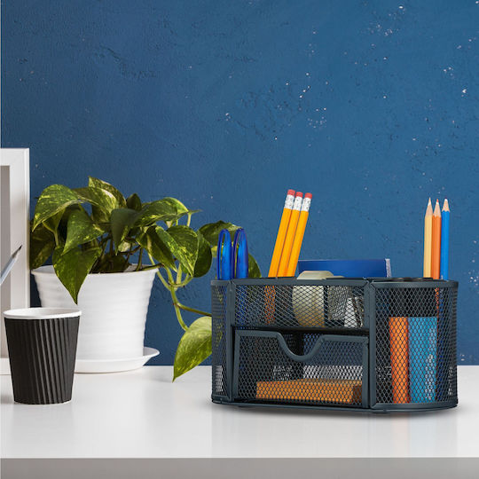 Organizator De Birou 9 Compartimente Relaxdays Metal Negru Aproximativ 10,5 X 22 X 11 Cm