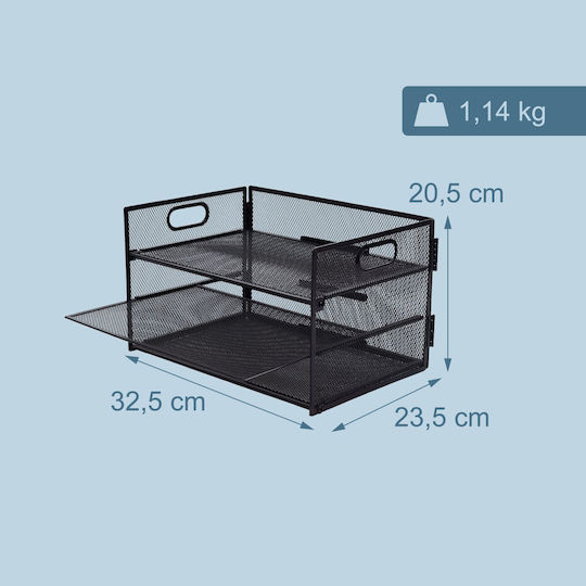Relaxdays Suport Pentru Articole De Birou 3 Niveluri 20.5 X 32.5 X 23.5 Cm Metal Negru