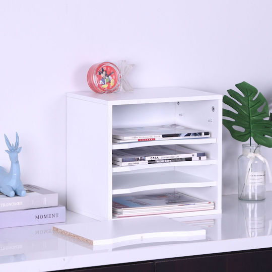 Relaxdays Държач За Книги И Документи 33.5 X 25 X 33 См 5 Отделения Бял