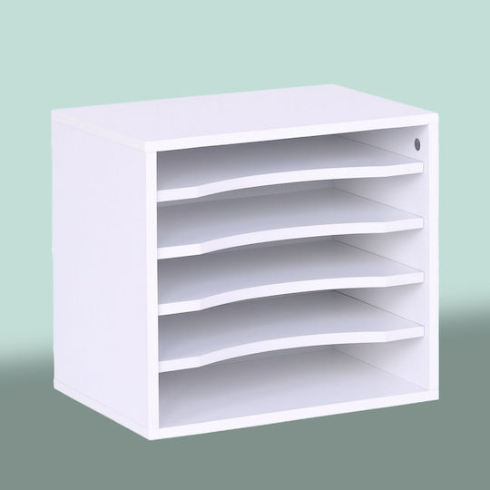 Relaxdays Държач За Книги И Документи 33.5 X 25 X 33 См 5 Отделения Бял