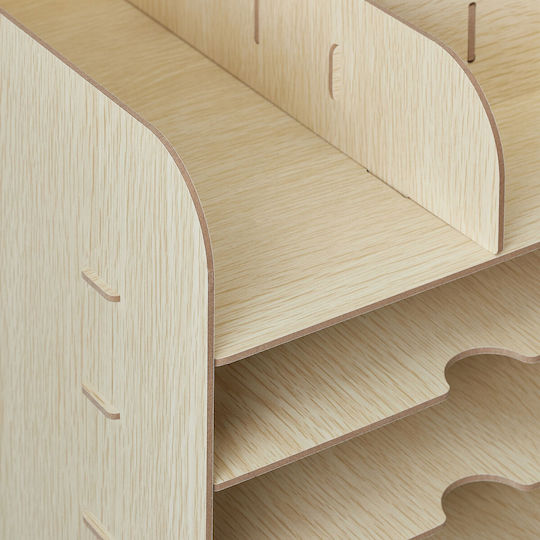 Организатор на Офиса 12 Отделения за Съхранение Изработен от MDF 34.5 X 25 X 32 см Светлокафяв