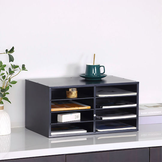 Relaxdays Document Organizer Bamboo 8 Compartments Black 25x49x31cm