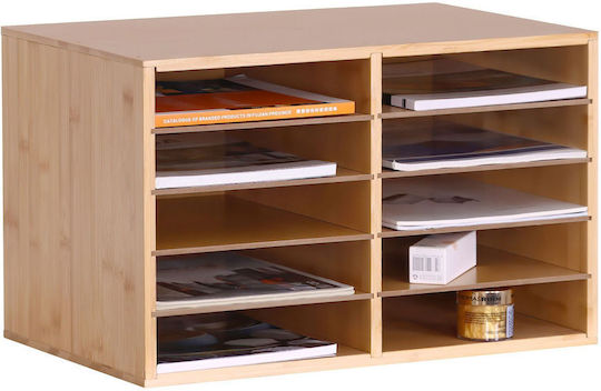 Relaxdays Document Organizer Bamboo 10 Compartments Brown 31x49x31cm