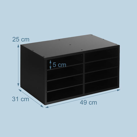 Relaxdays Document Organizer Bamboo 8 Compartments Black 25x49x31cm