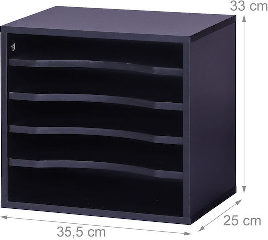 Relaxdays Кутия За Съхранение На Книги И Документи 33.5 X 25 X 33 См 5 Отделения Черна