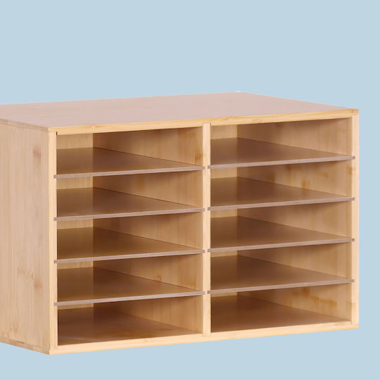 Relaxdays Document Organizer Bamboo 10 Compartments Brown 31x49x31cm
