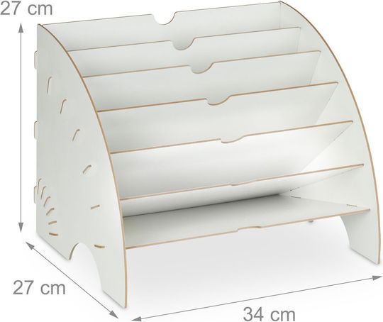 Relaxdays Organizator De Birou 6 Compartimente Mdf Alb 27x34x27cm