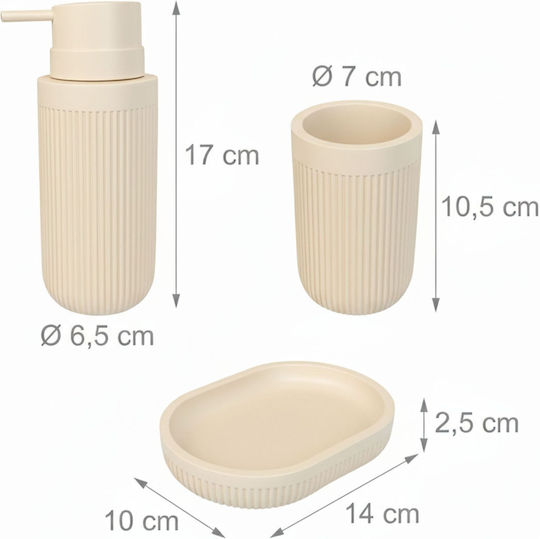 Relaxdays Set Accesorii Baie Plastic Bej 3 Bucăți