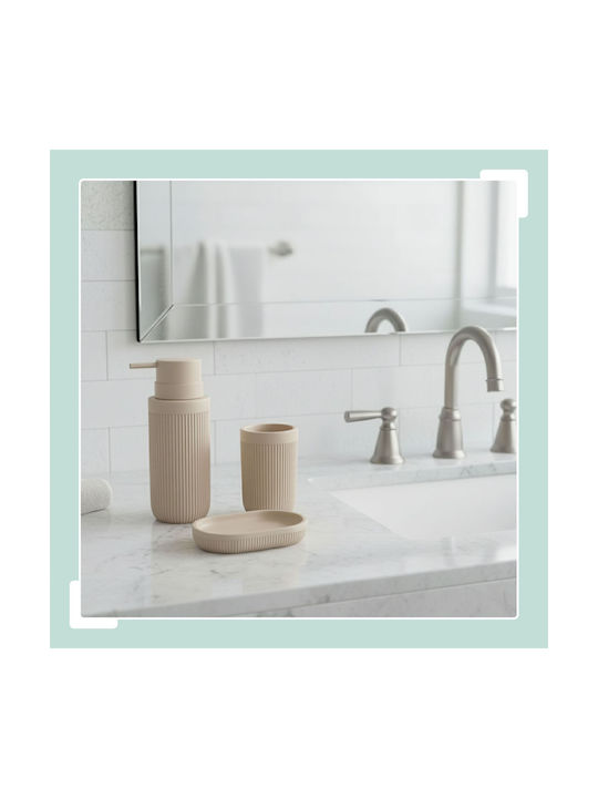 Relaxdays Relaxdays Badezimmerzubehör-Set Kunststoff Beiges 3 Stücke