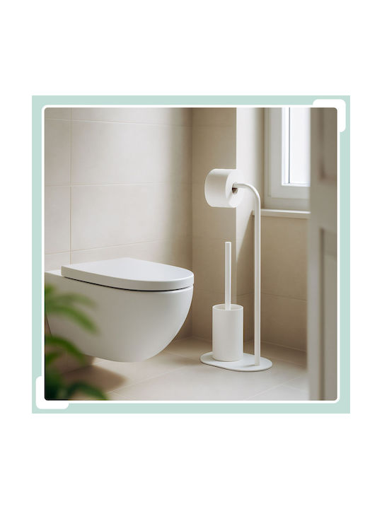 Relaxdays Set Accesorii Baie Metalic Alb