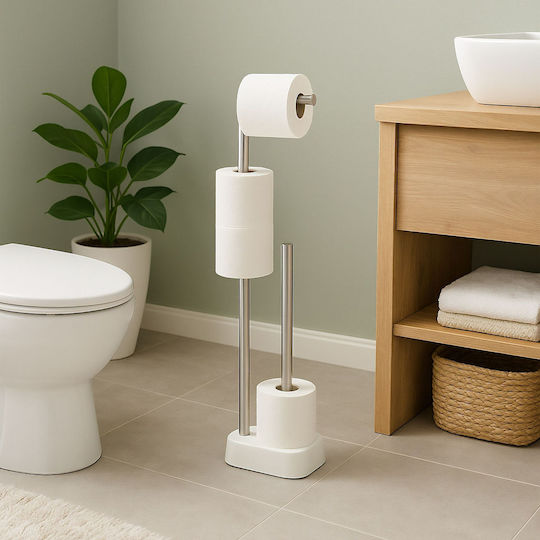 Relaxdays Set Accesorii Baie Inox Alb