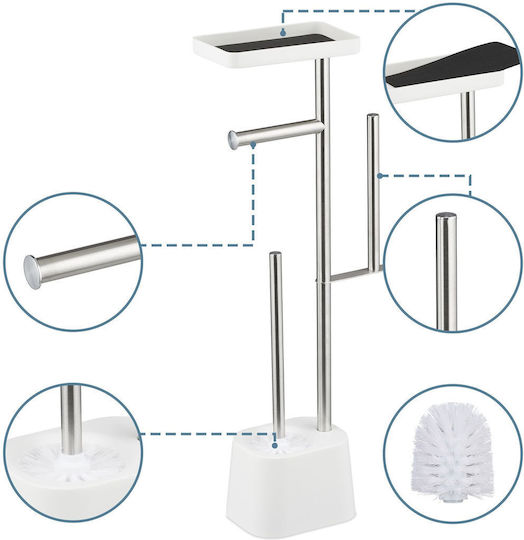 Relaxdays Set Accesorii Baie Inox Alb