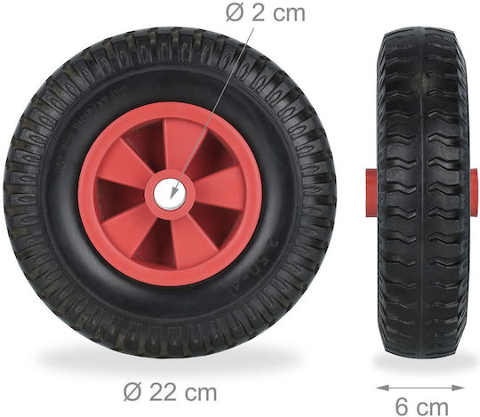 Set 2 Wheelbarrow Wheels Relaxdays 2.50-4 Red Black Solid Rubber